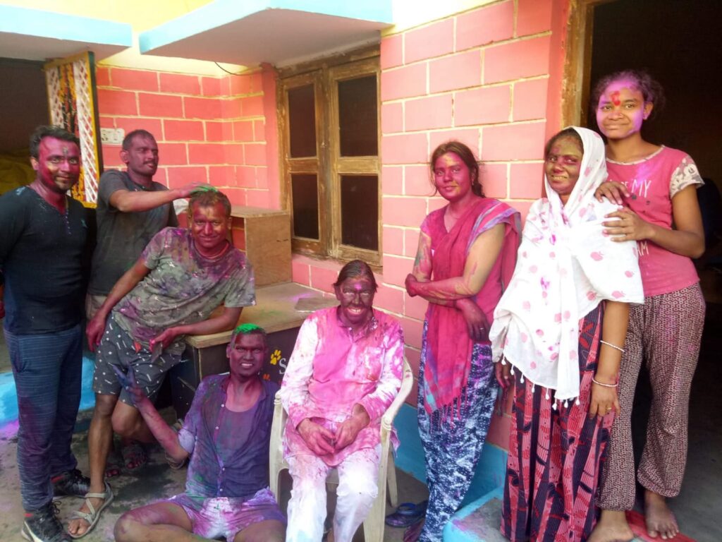 Bandhavgarh cultural experience: villagers celebrating Holi in a village